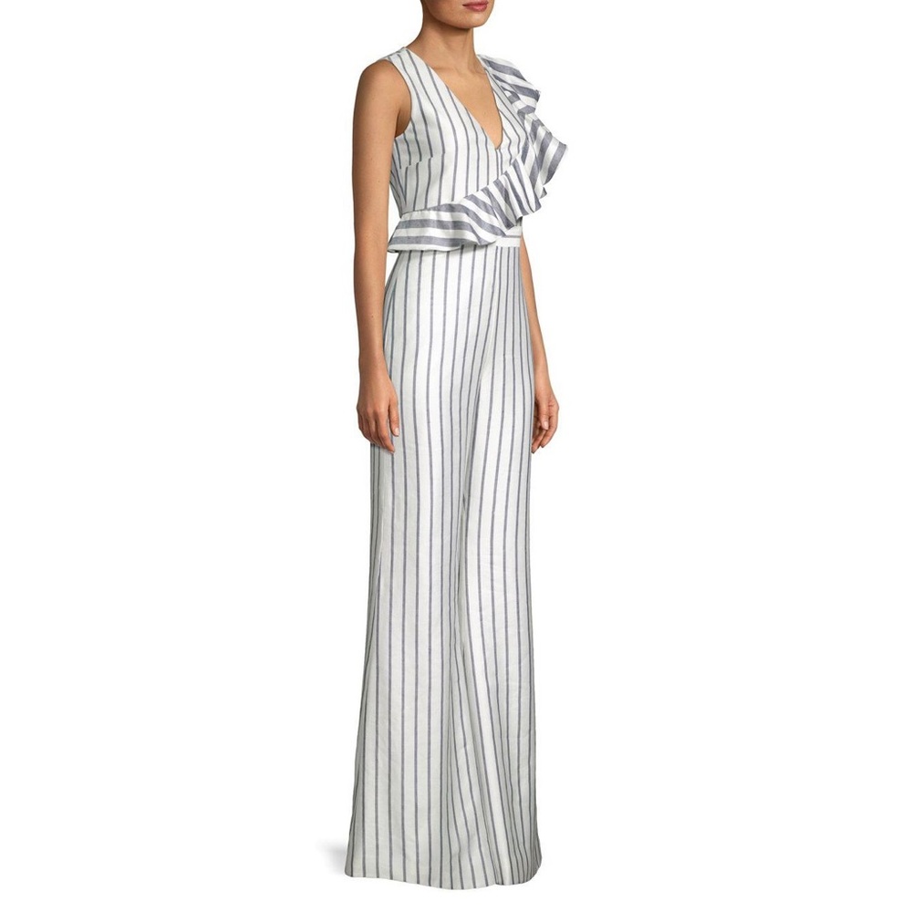 Alexis Janisa Stripe Wide-Leg Ruffle Jumpsuit